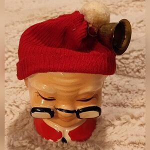Vintage Mrs Claus Ceramic Egg Cup with Red Hat